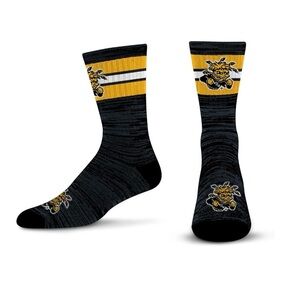 For Bare Feet NCAA First String Crew Sock Wichita State Shockers Size Large NEW